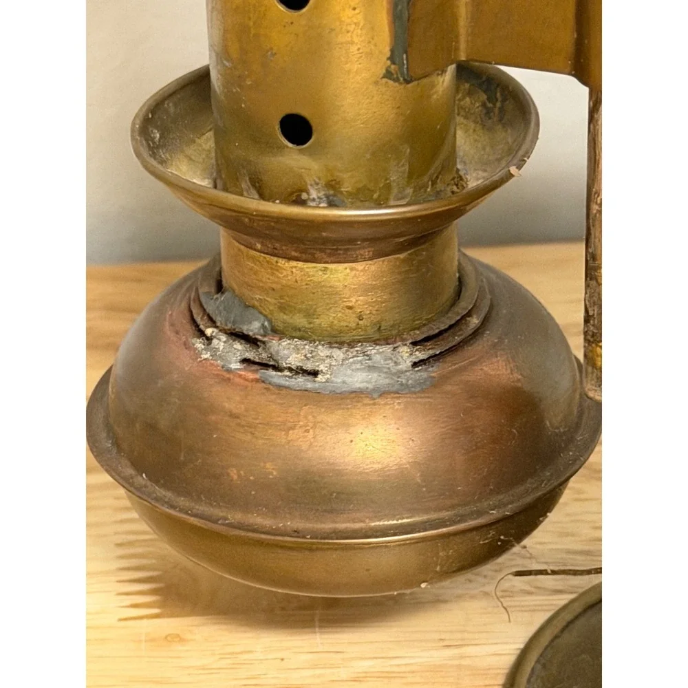 Antique Brass Railroad Car Double Oil Lamp Fixture Railcar Wall Mount Vintage
